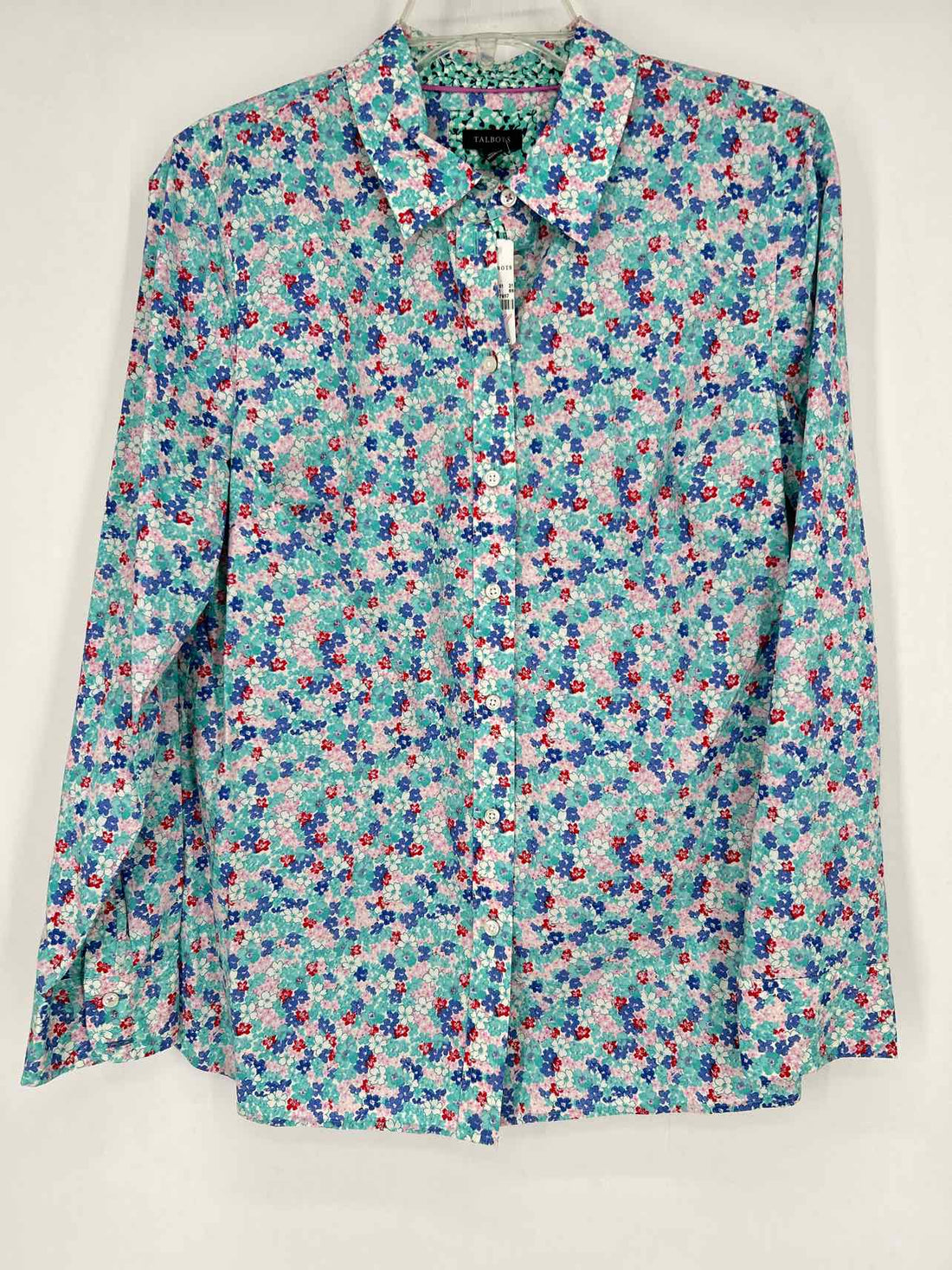 Talbots Size M Aqua & Blue Floral NWT Long Sleeve