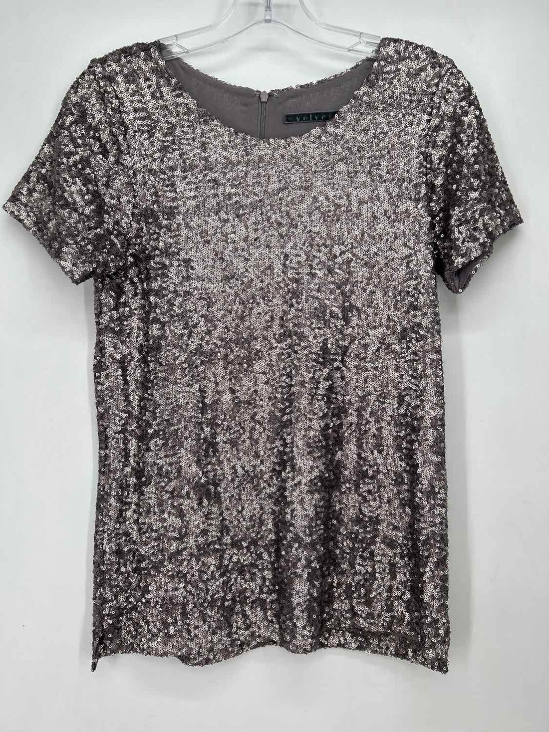 Velvet M Silver Sequined Short Sleeve Holiday