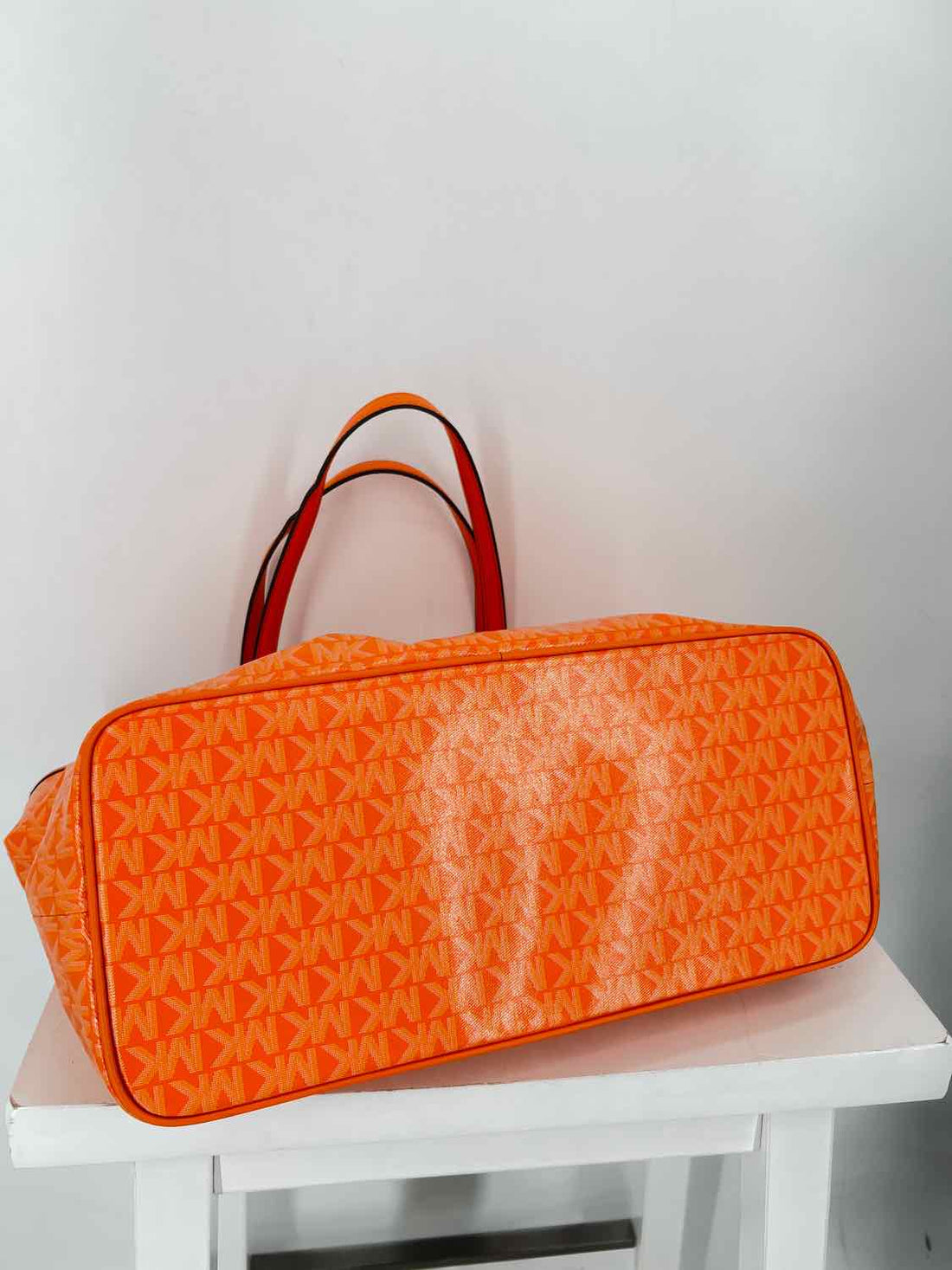 Michael Kors Orange Signature Patent Leather Pre Owned Tote