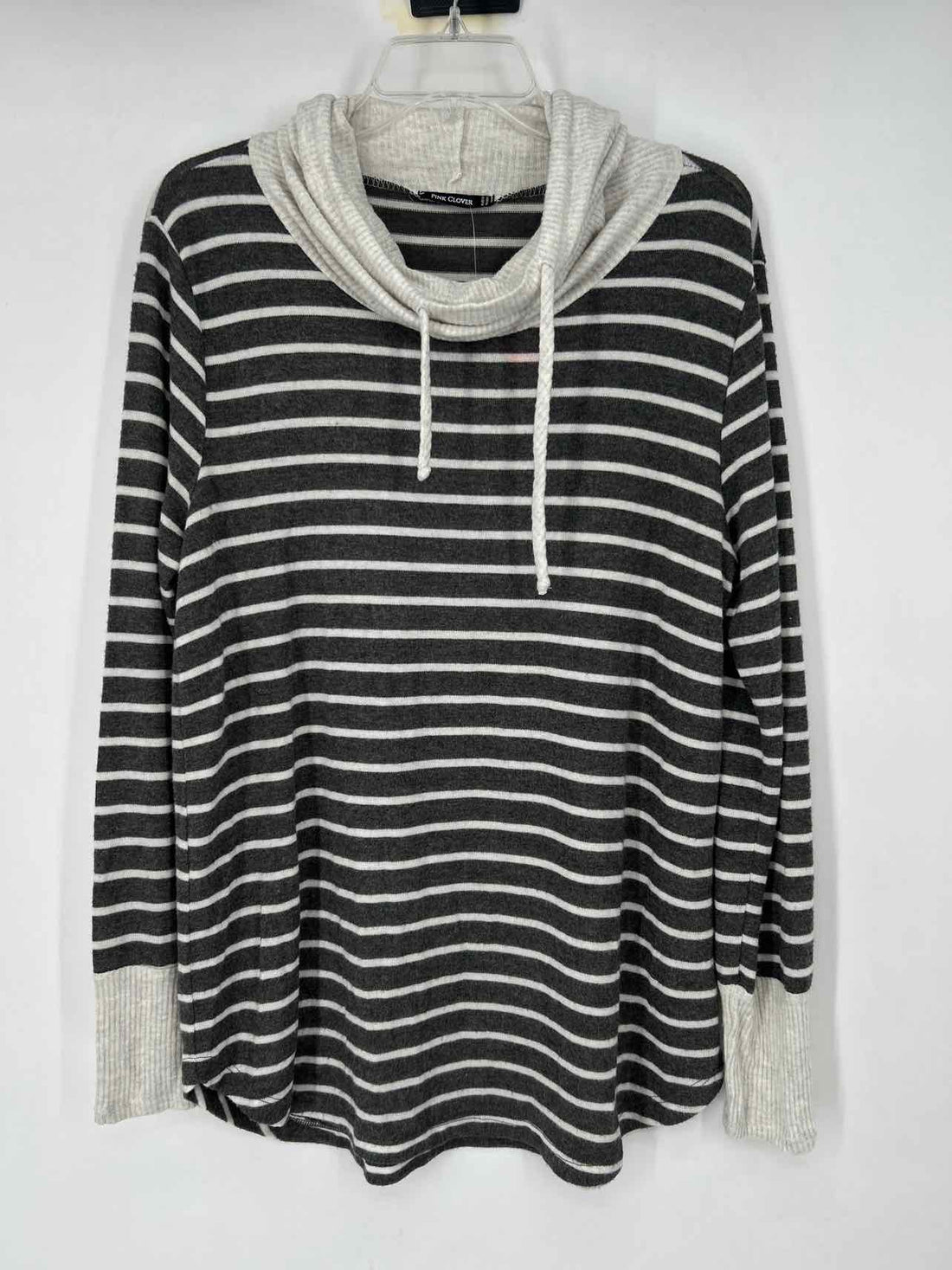 Pink Clover Size L Gray Striped Sweater