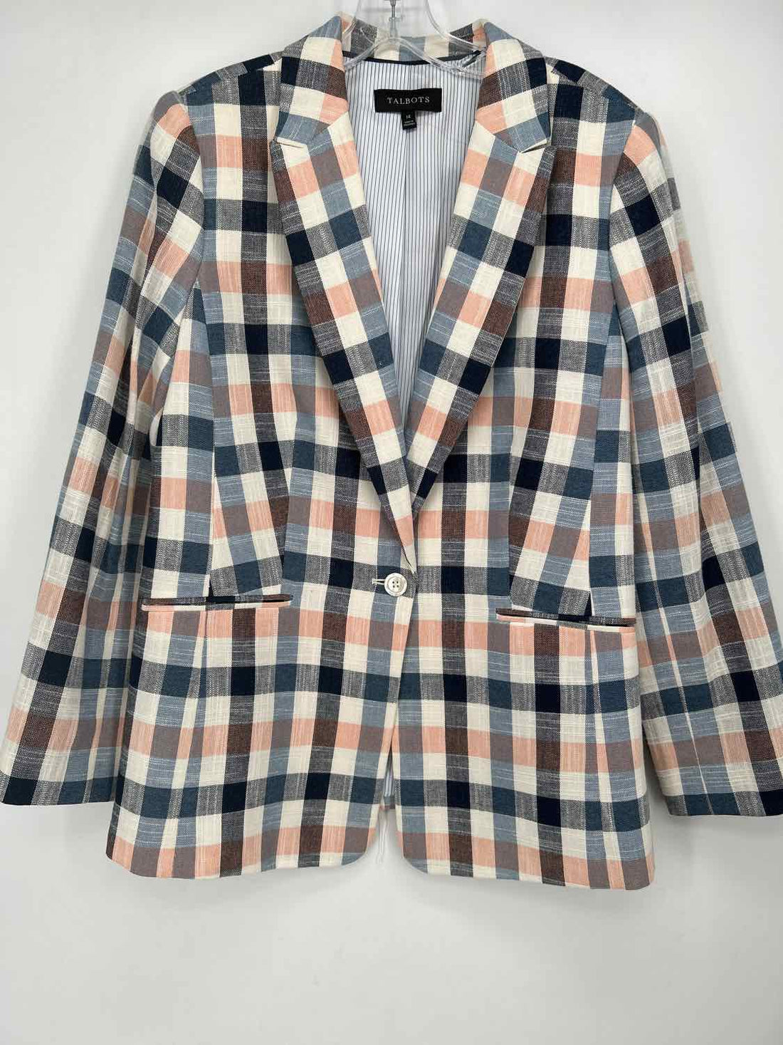 Talbots Size 14 Blue & White Plaid Blazer