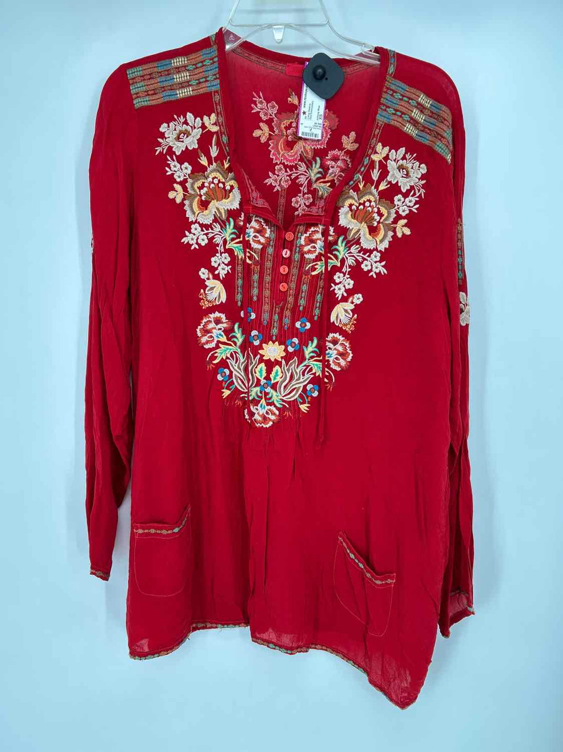Johnny Was Size XS Red Embroidery Long Sleeve
