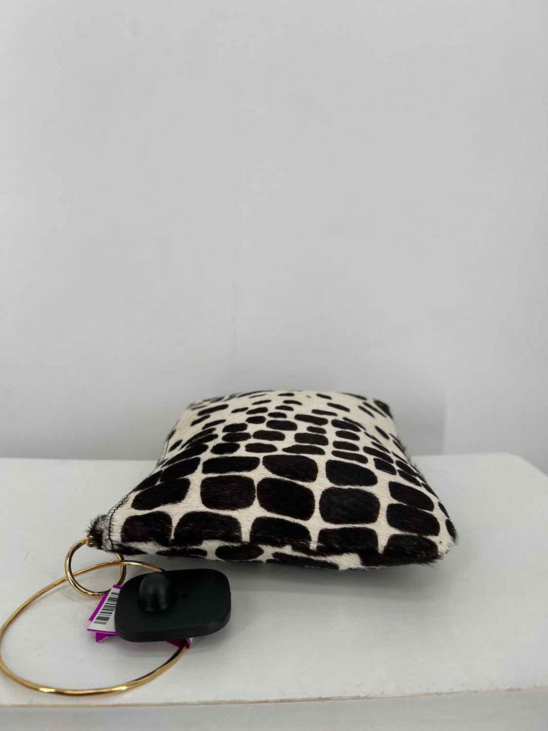 Rebecca Norman White & Dark Brown Calf Hair Pre Owned Clutch