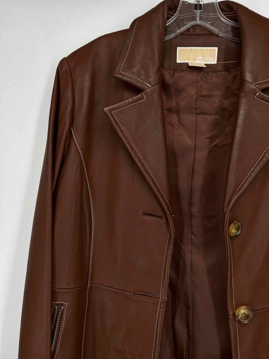 Michael Kors Size L Brown Leather Jacket