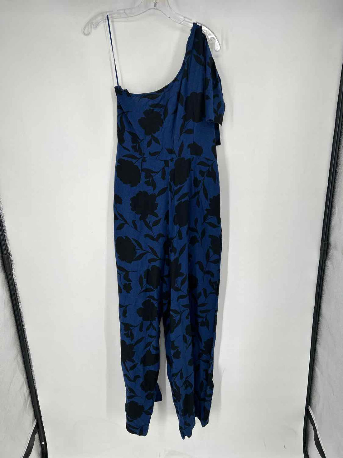 Kate Spade Size 12 Blue & Black Print Linen Blend NWT Jumpsuit