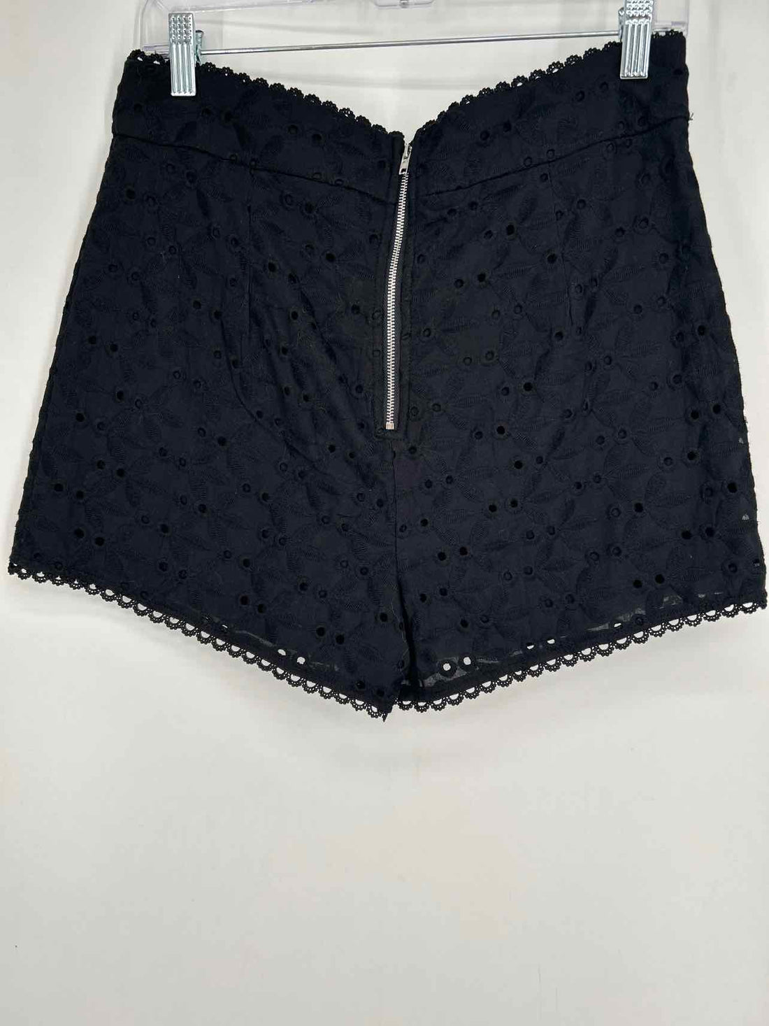 Lena Size L Black Eyelet Shorts