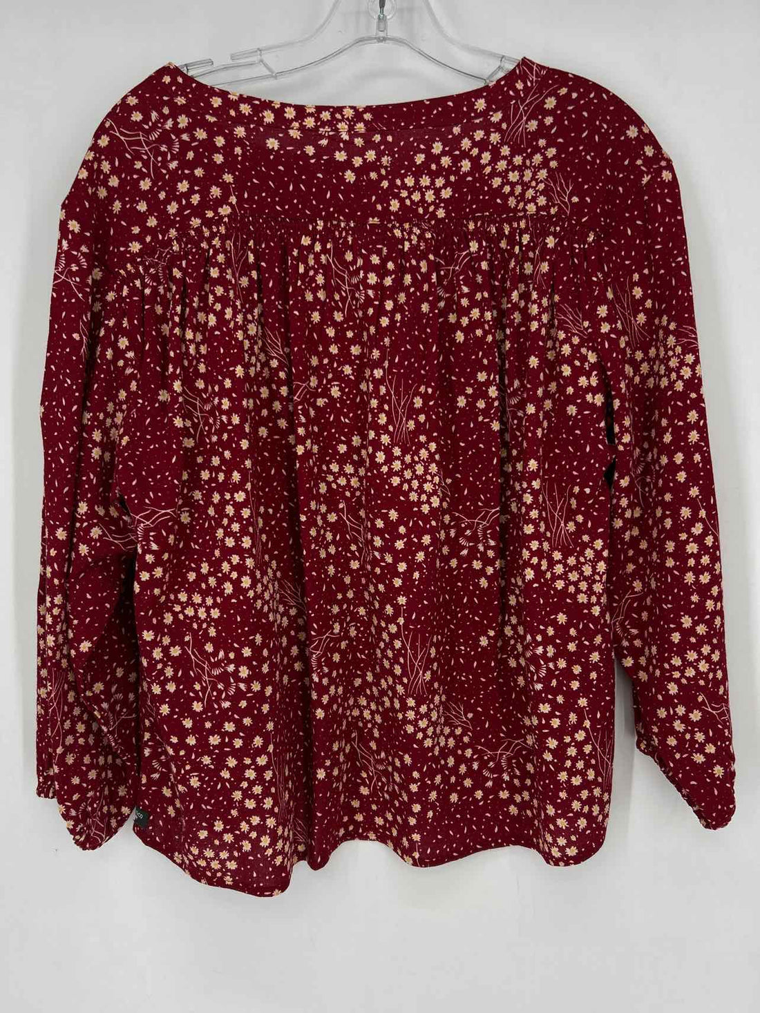 Toad & Co Size S Dark Red & White Floral Long Sleeve