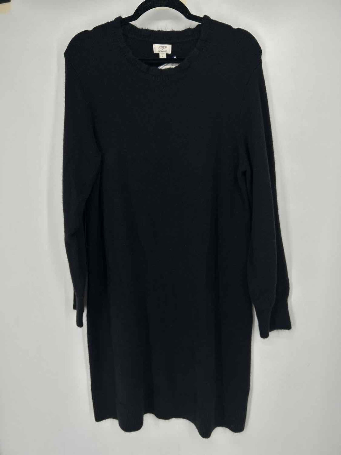 J Crew Size L Black Wool Blend Long Sleeve Dress