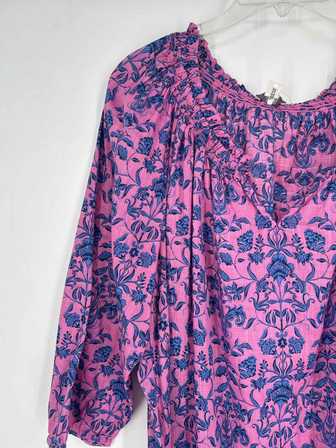 J Jill Size XL Pink & Blue Floral Long Sleeve