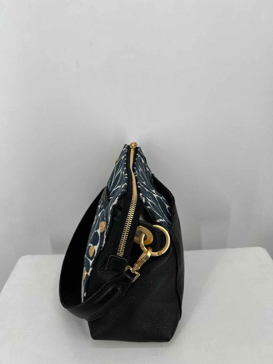 Hammitt Navy & White Leather & Tapestry Crossbody
