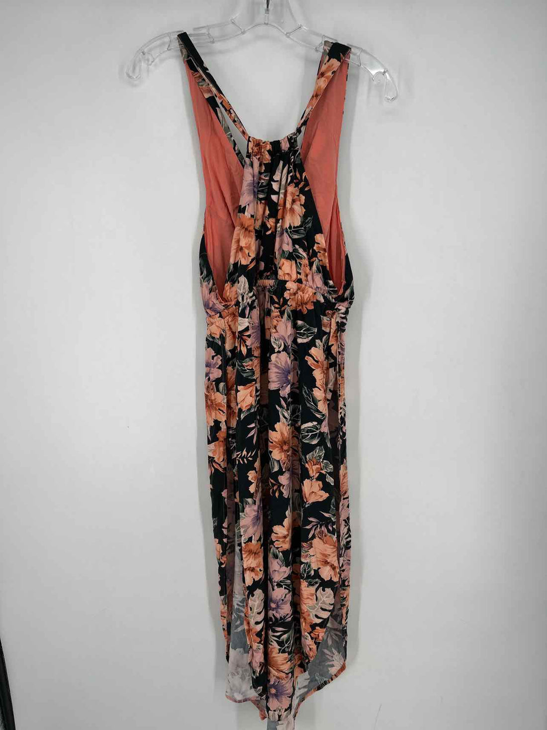 L Space Size L Black & Pink Floral Sleeveless Coverup