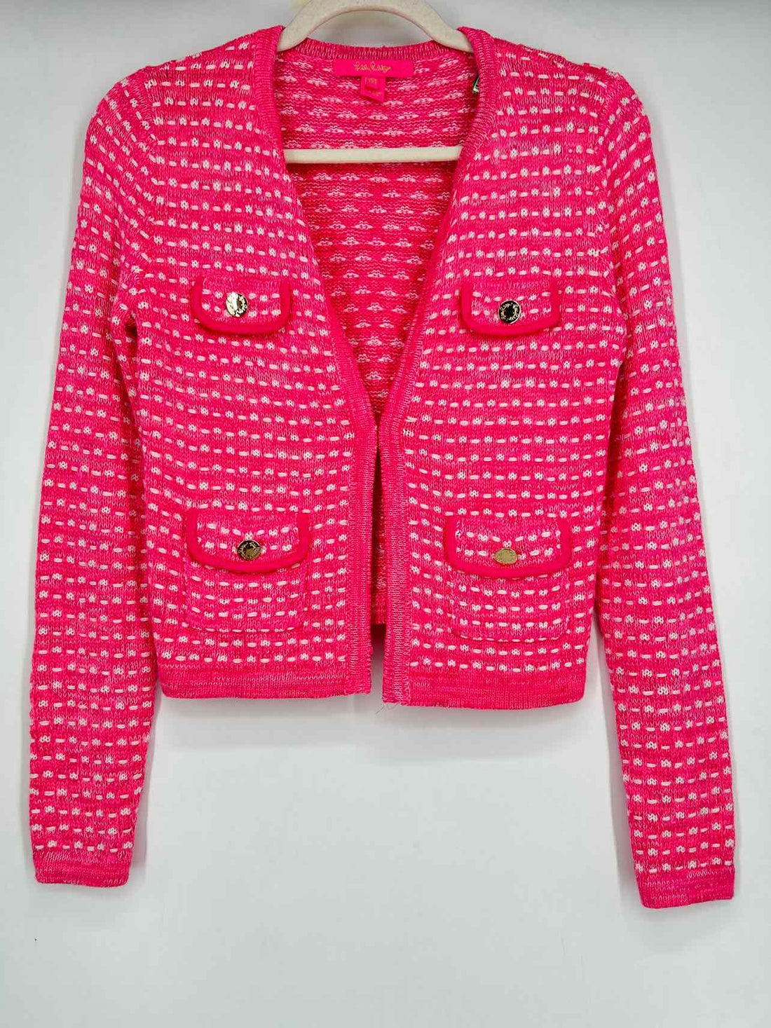 Lilly Pulitzer XXS Pink & White Shimmer Lilly Pulitzer Cardigan