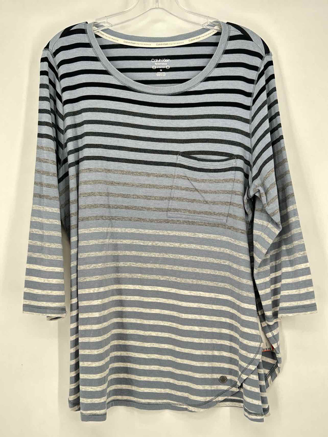 Calvin Klein Size 1X Light Blue Stripe Top/Blouse