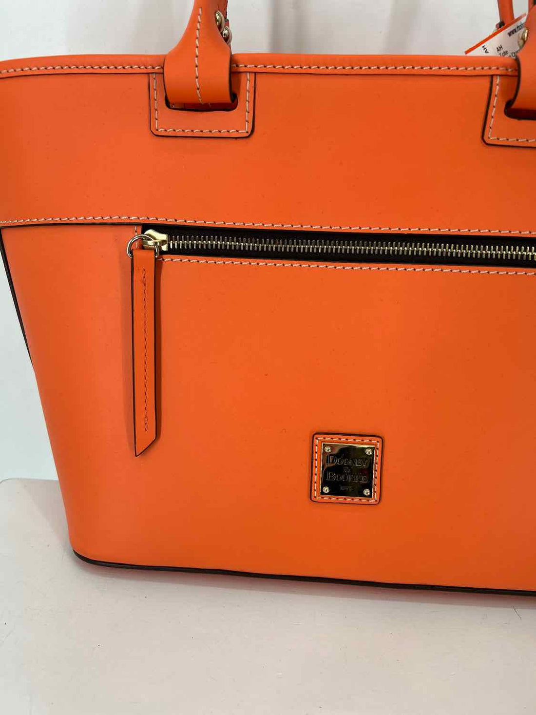 Dooney & Bourke Beakon Zip Neon Orange Genuine Leather Tote