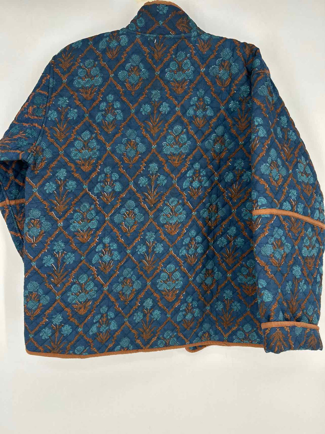 Victoria Dunn Size M Navy & Brown Floral Quilted Jacket