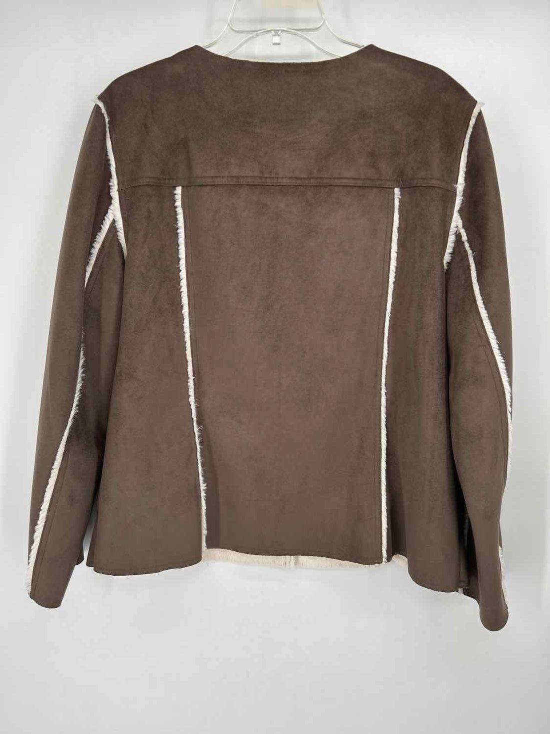 J Jill Size XL Brown & White Faux Fur Jacket