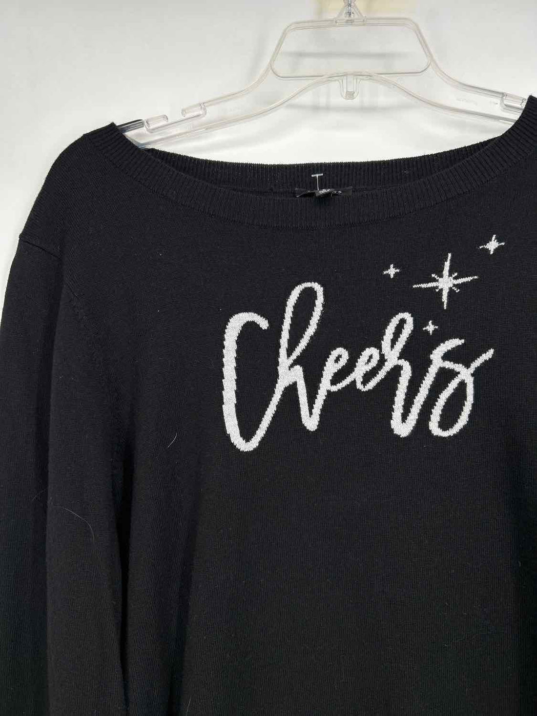 Talbots S Black & Silver Sweater Long Sleeve Holiday