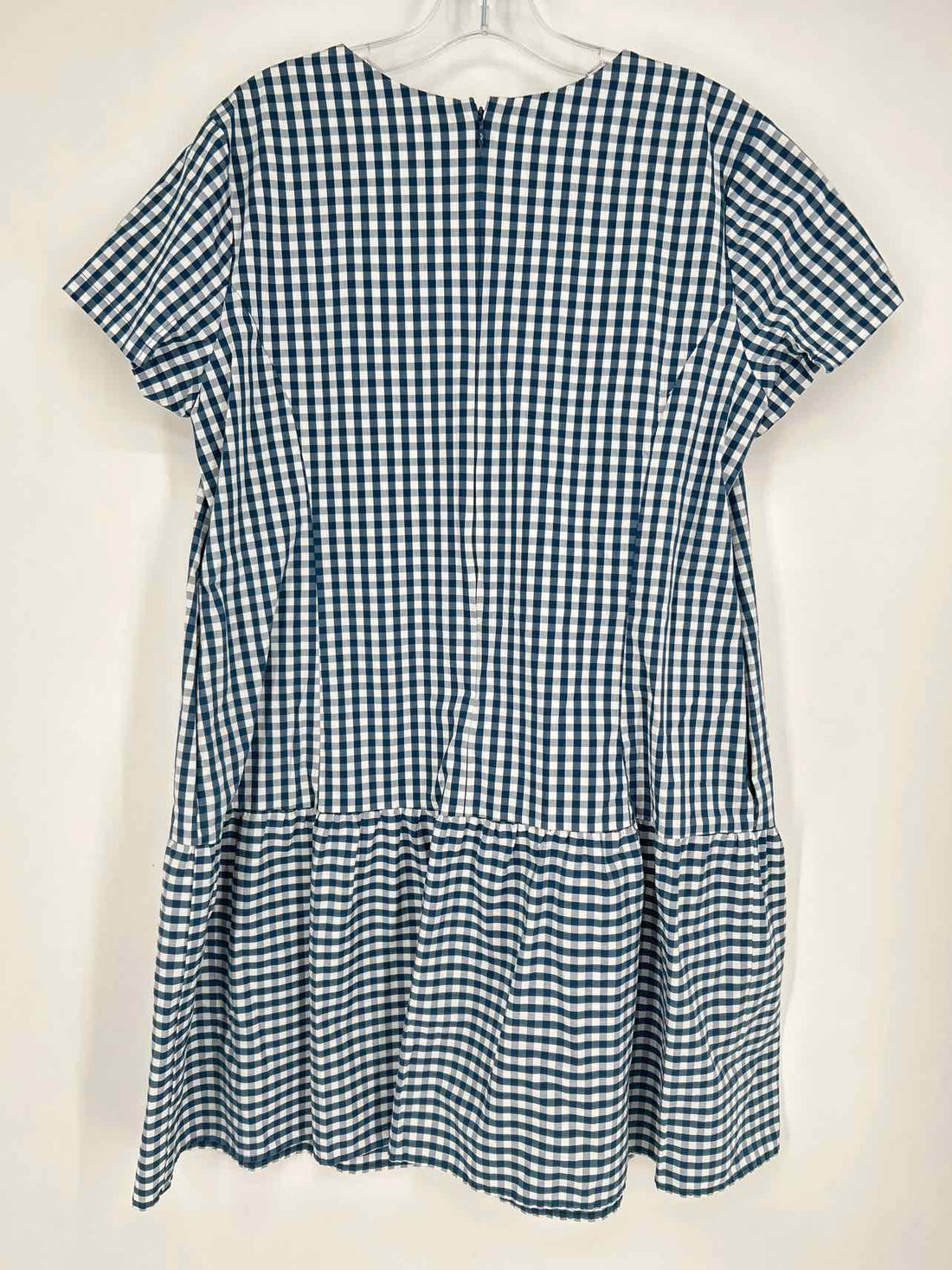 J Crew Size XL Navy Gingham Short Sleeve Dress