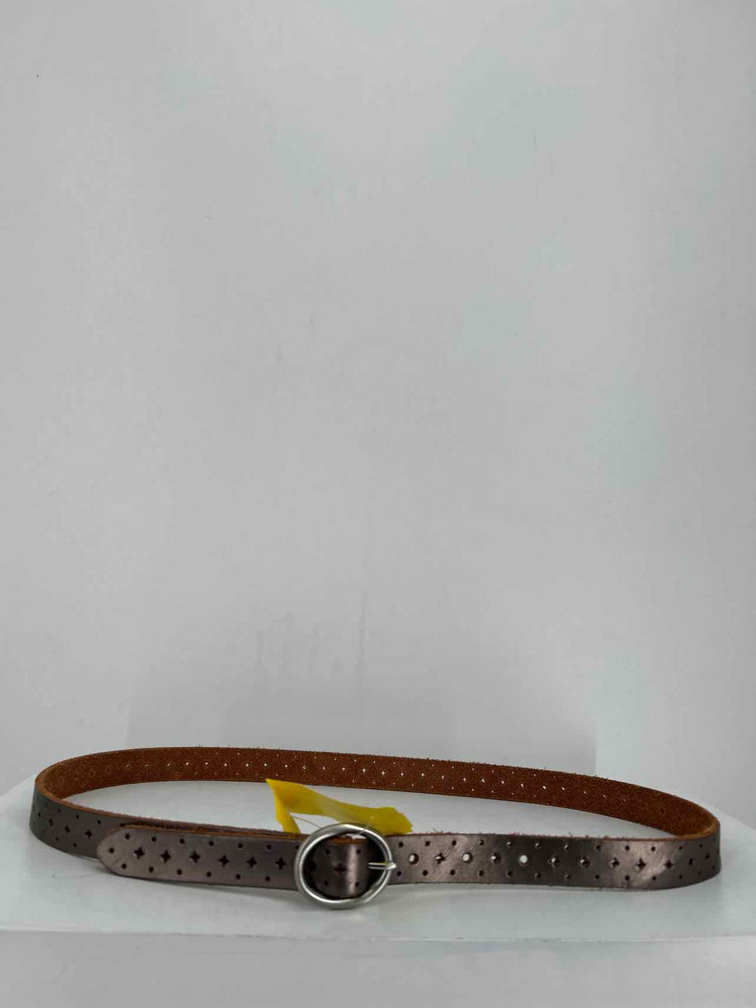 No Brand Name Size S/M Leather Gunmetal Perforated Belts