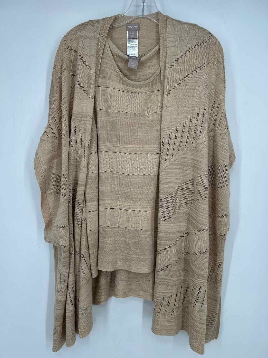 Chicos Size 2(L) Beige 2PC Sweater Set