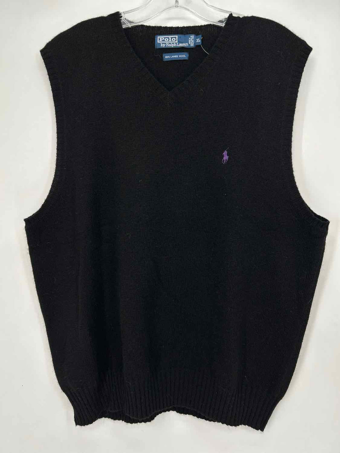 Polo Ralph Lauren Size XL Black Lambs Wool Short Sleeve Sweater