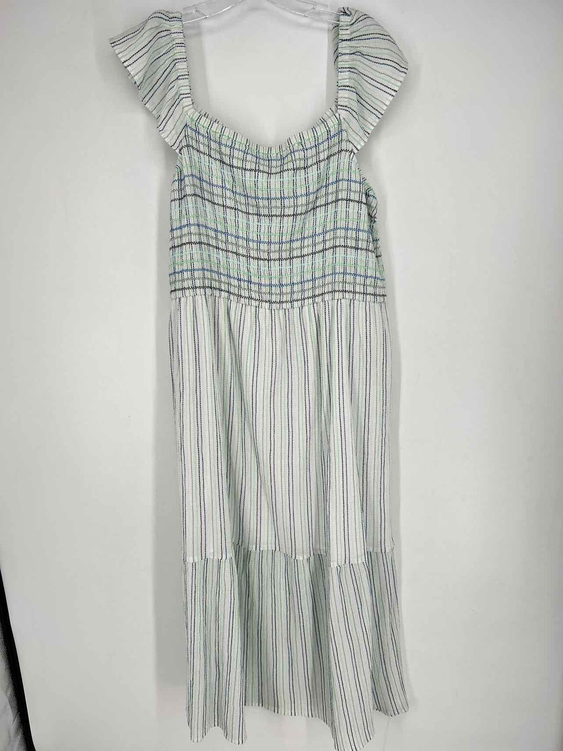 Loft Size L White Striped Dress