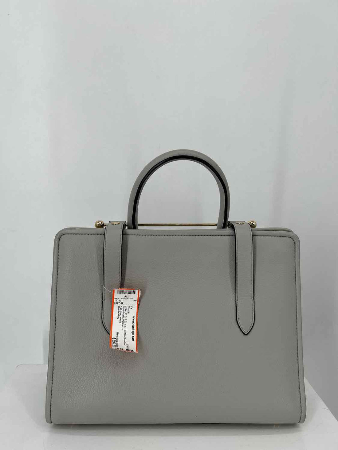 Strathberry Gray Pebbled Leather Clutch