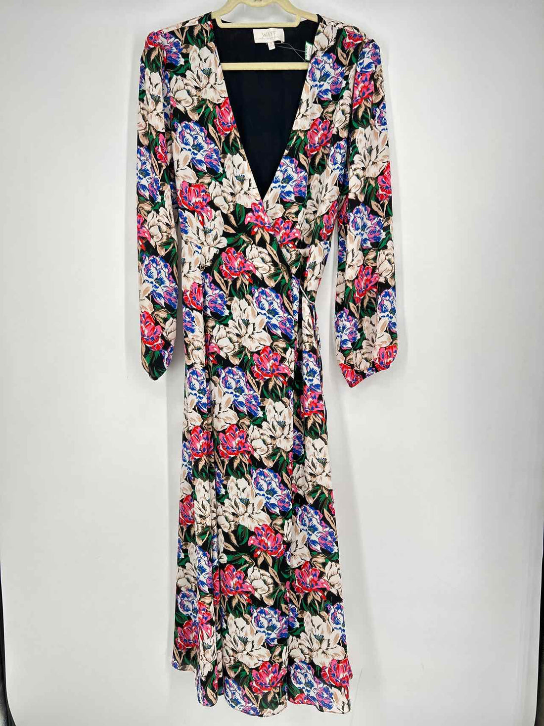 WAYF Size M Black Floral Long Sleeve Dress