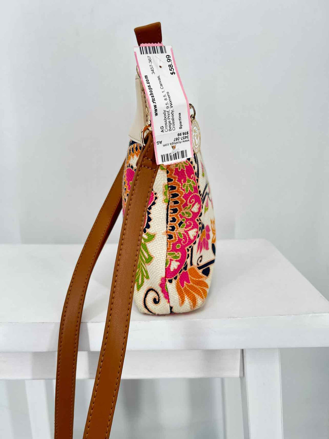 Spartina Beige Print Canvas Crossbody