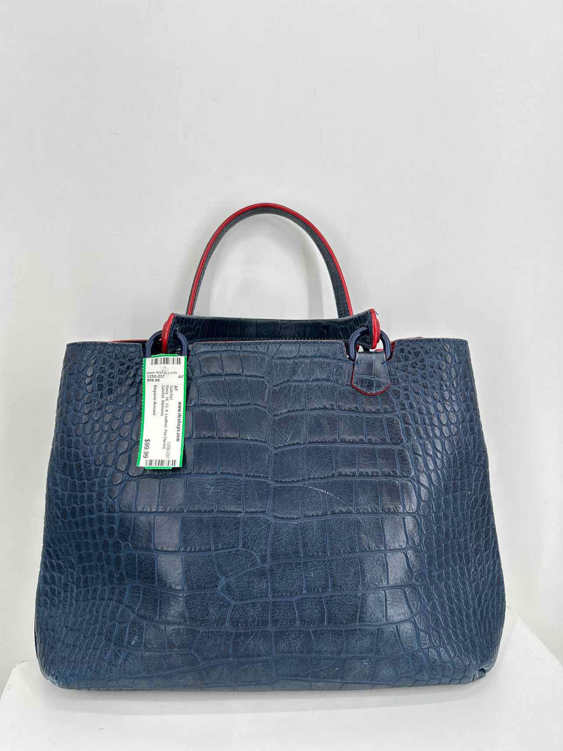 Emporio Armani Navy Leather Pre Owned Satchel
