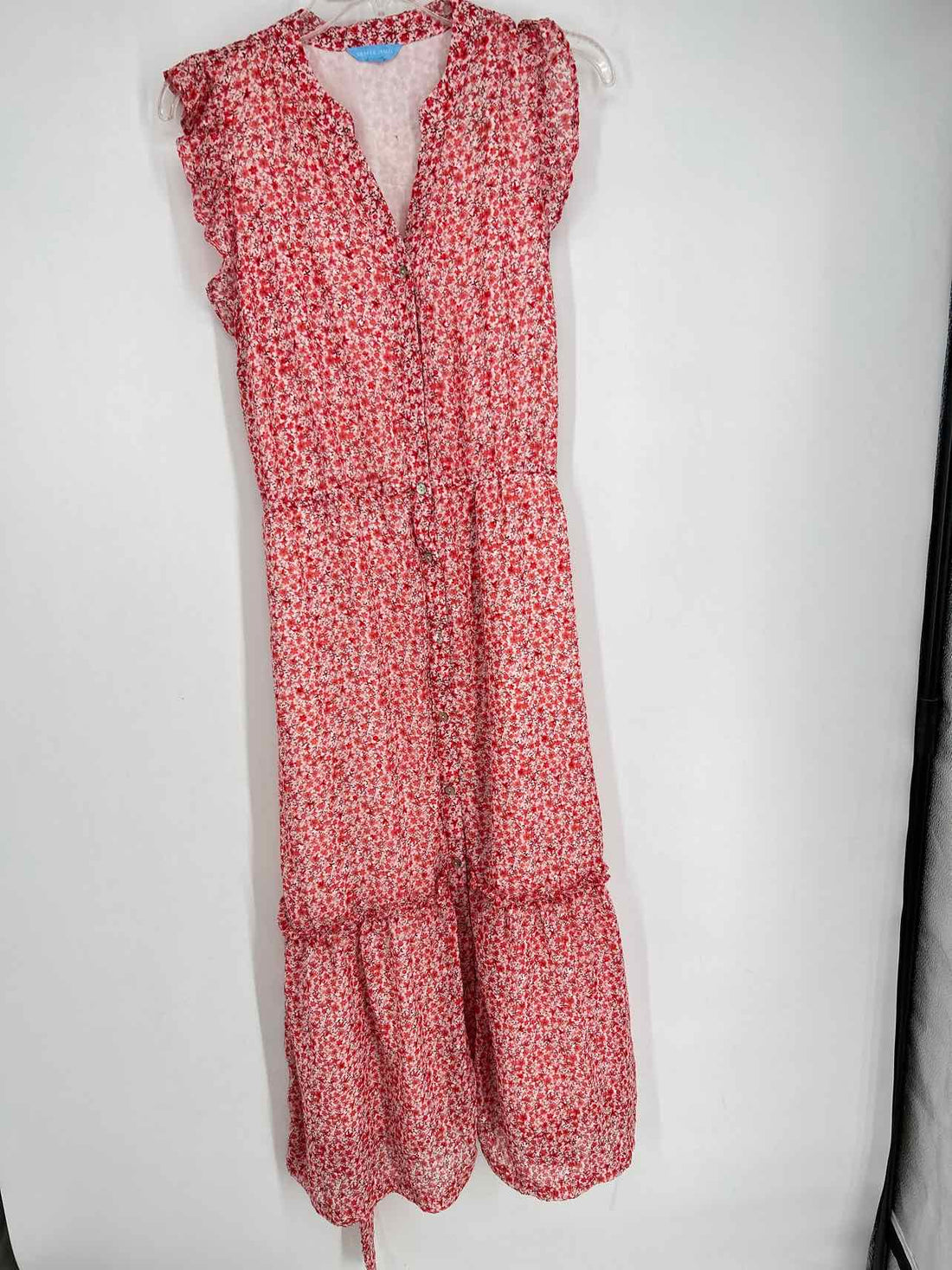 Draper James Size L Red Floral Short Sleeve Dress