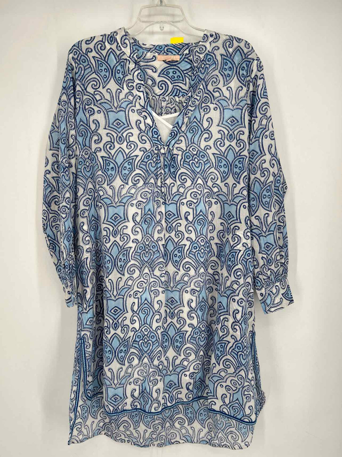 Azure Size S White & Blue Print Cotton Dress