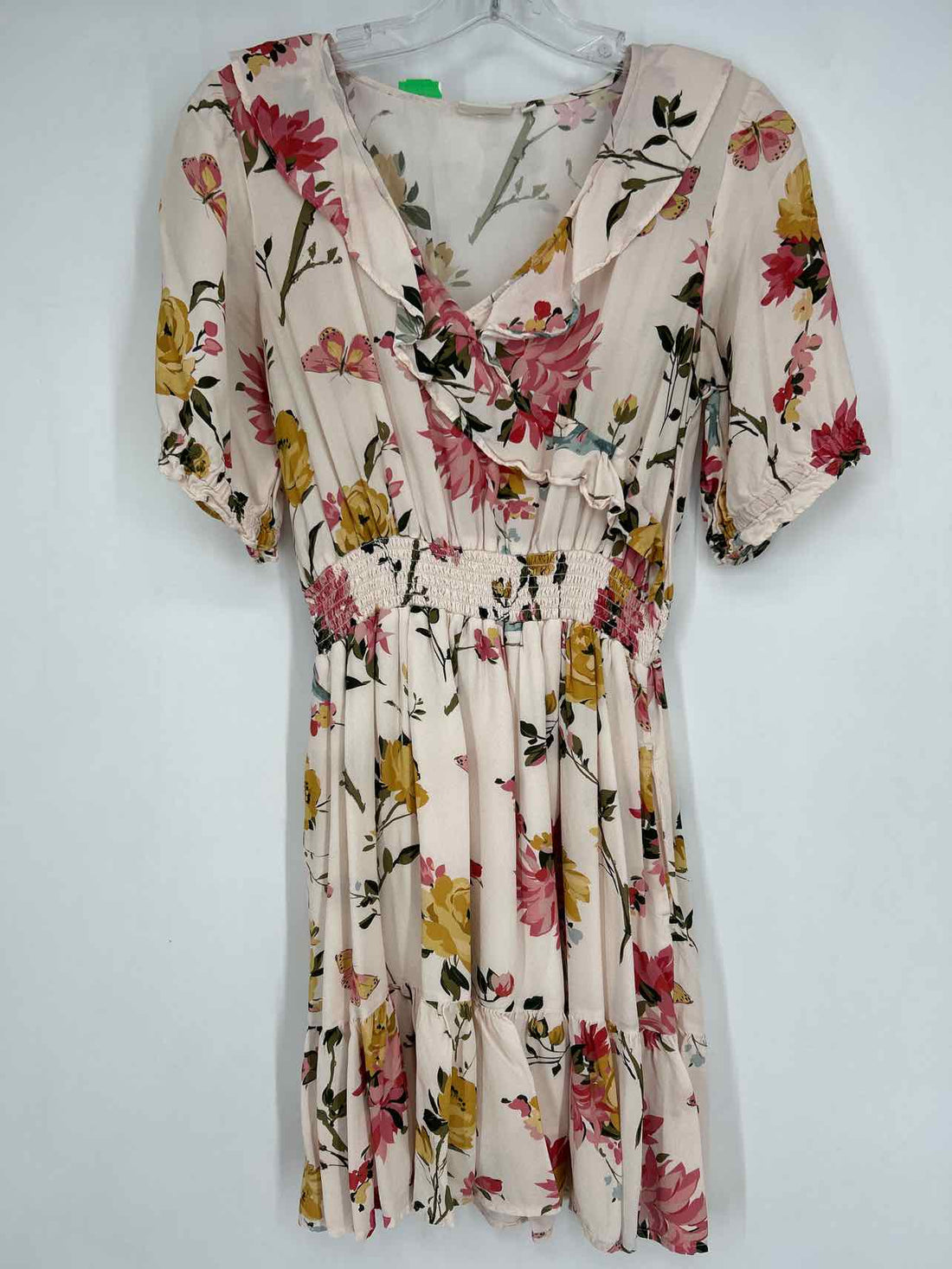 Spartina Size M White Floral Short Sleeve Dress
