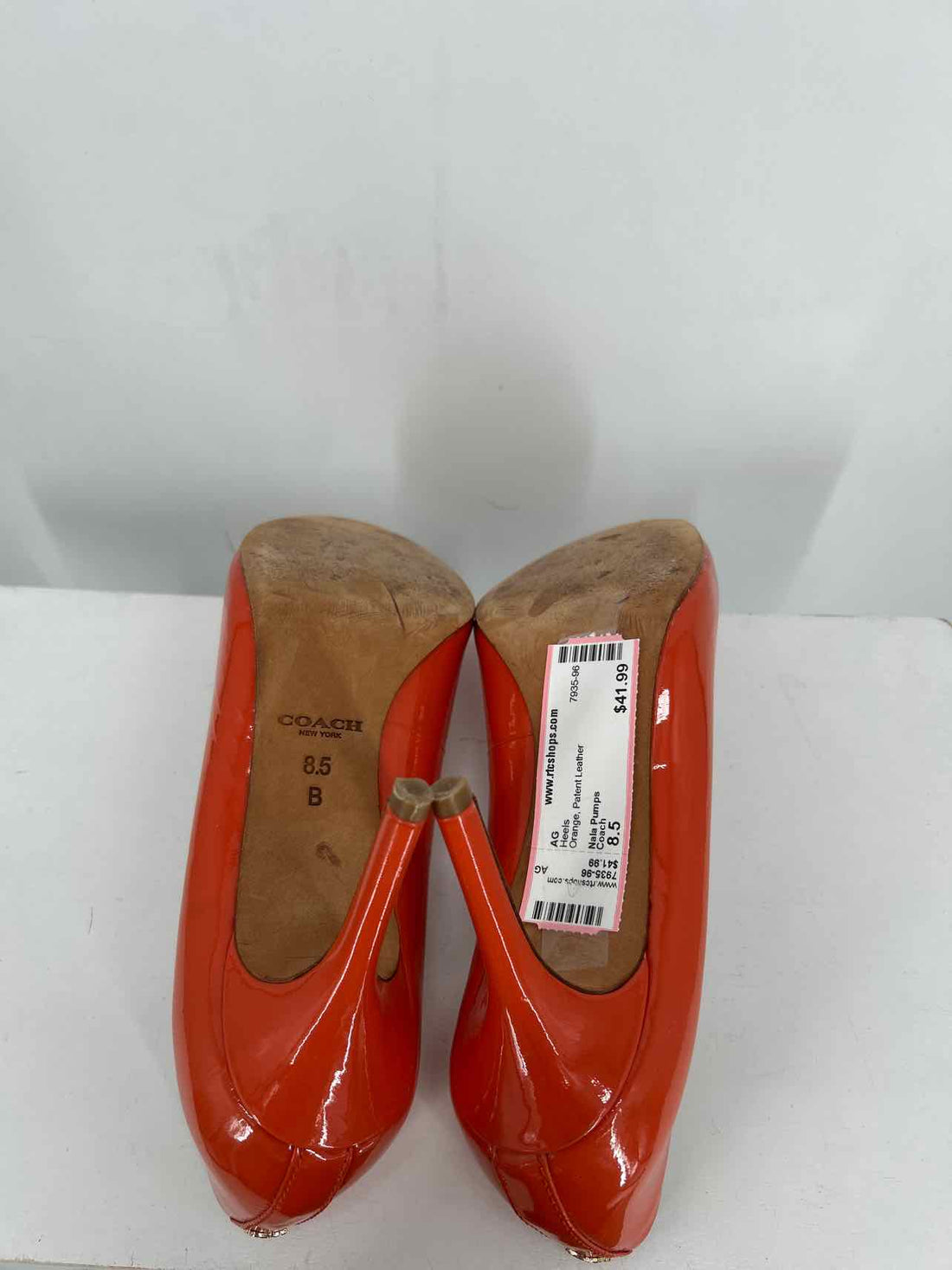 Coach Women Size 8.5 Orange Patent Leather Heels