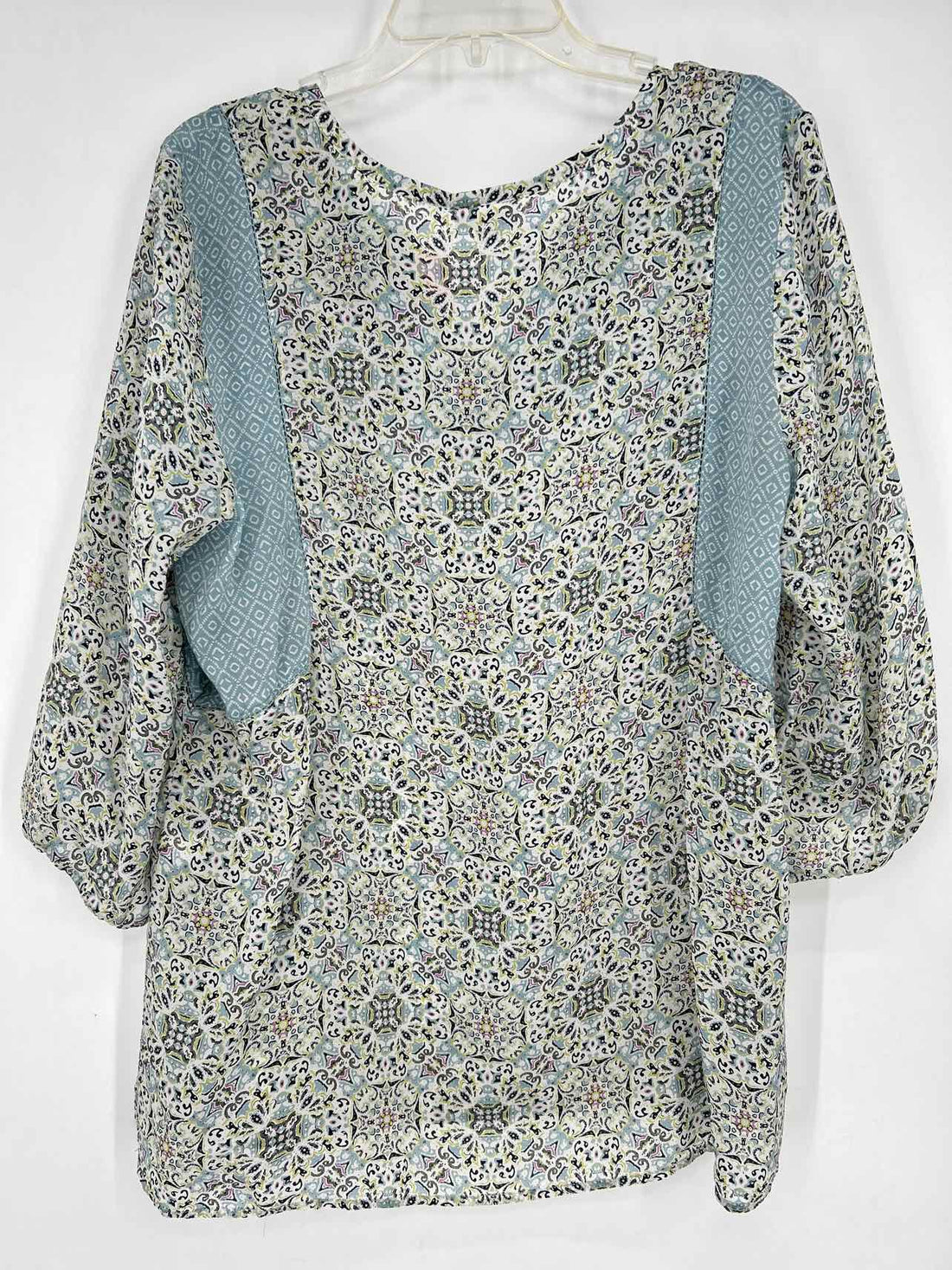 J Jill Size L White & Light Blue Print Long Sleeve