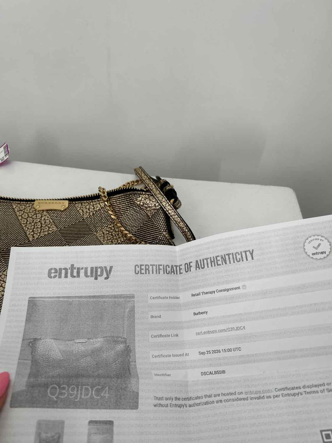 Burberry Gold Genuine Leather LUXURY
