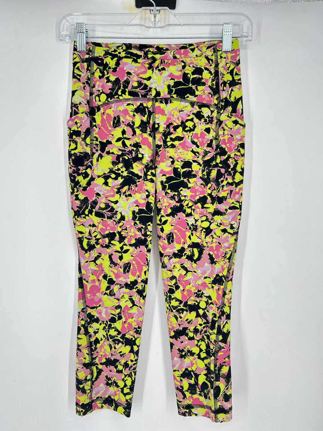 Lululemon Size 4 Yellow Black & Pink Print Active Leggings
