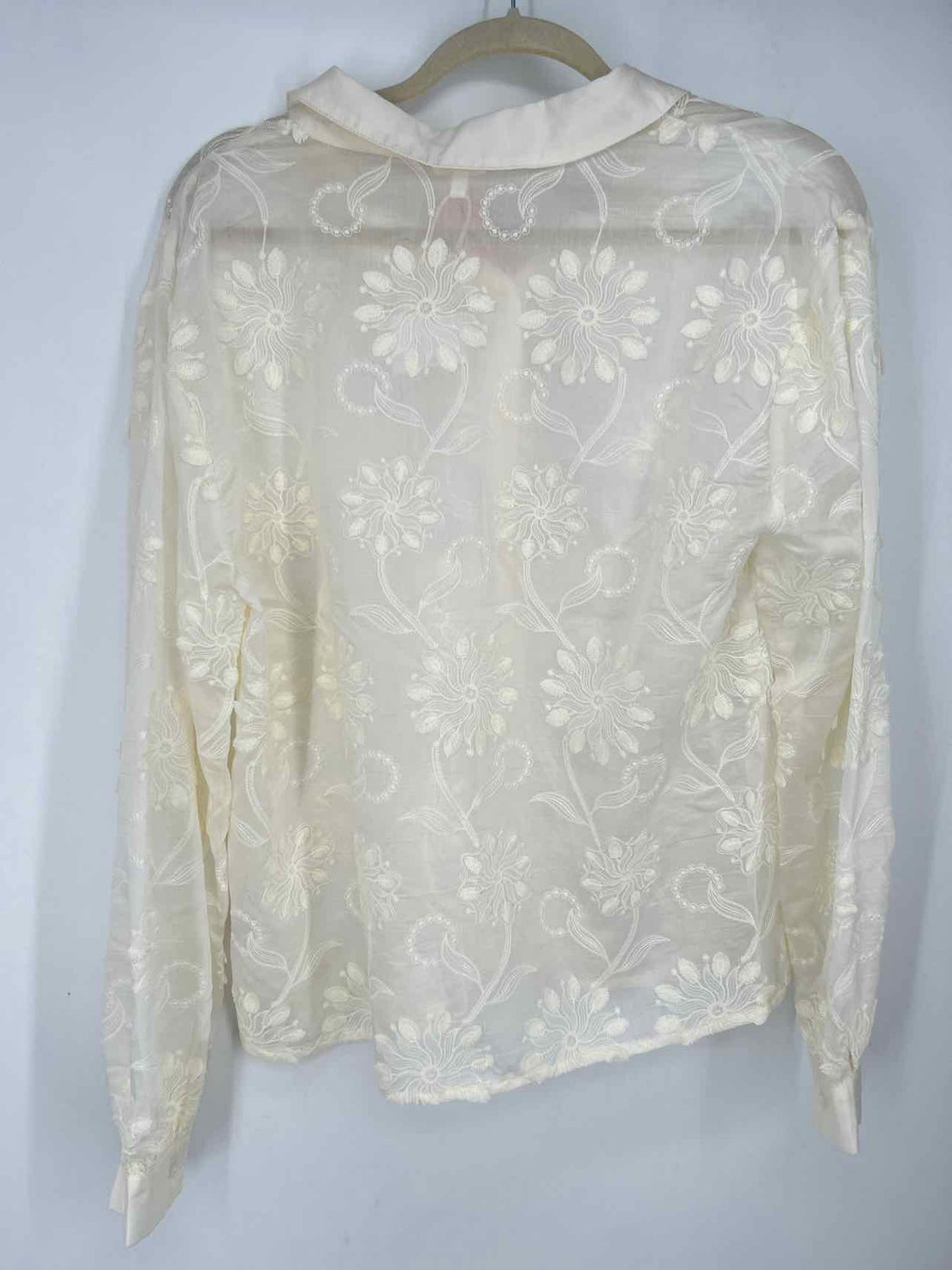 En Creme L Cream Embroidered New Boutique Top