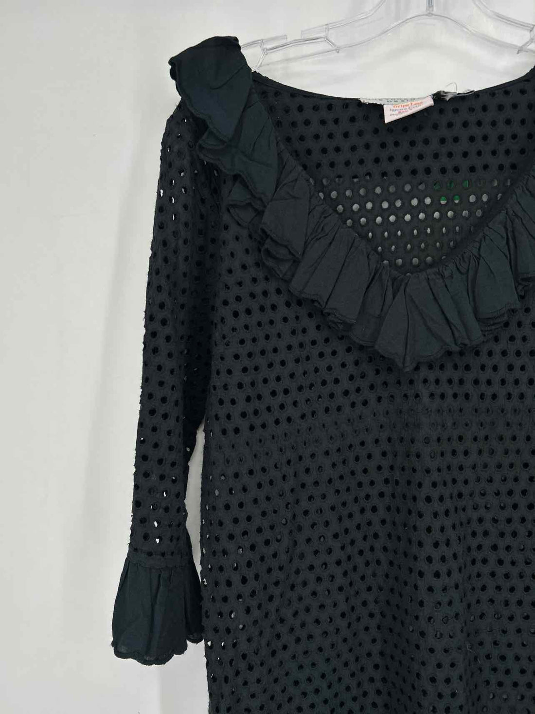 Gretchen Scott Size L Black Eyelet Long Sleeve Coverup