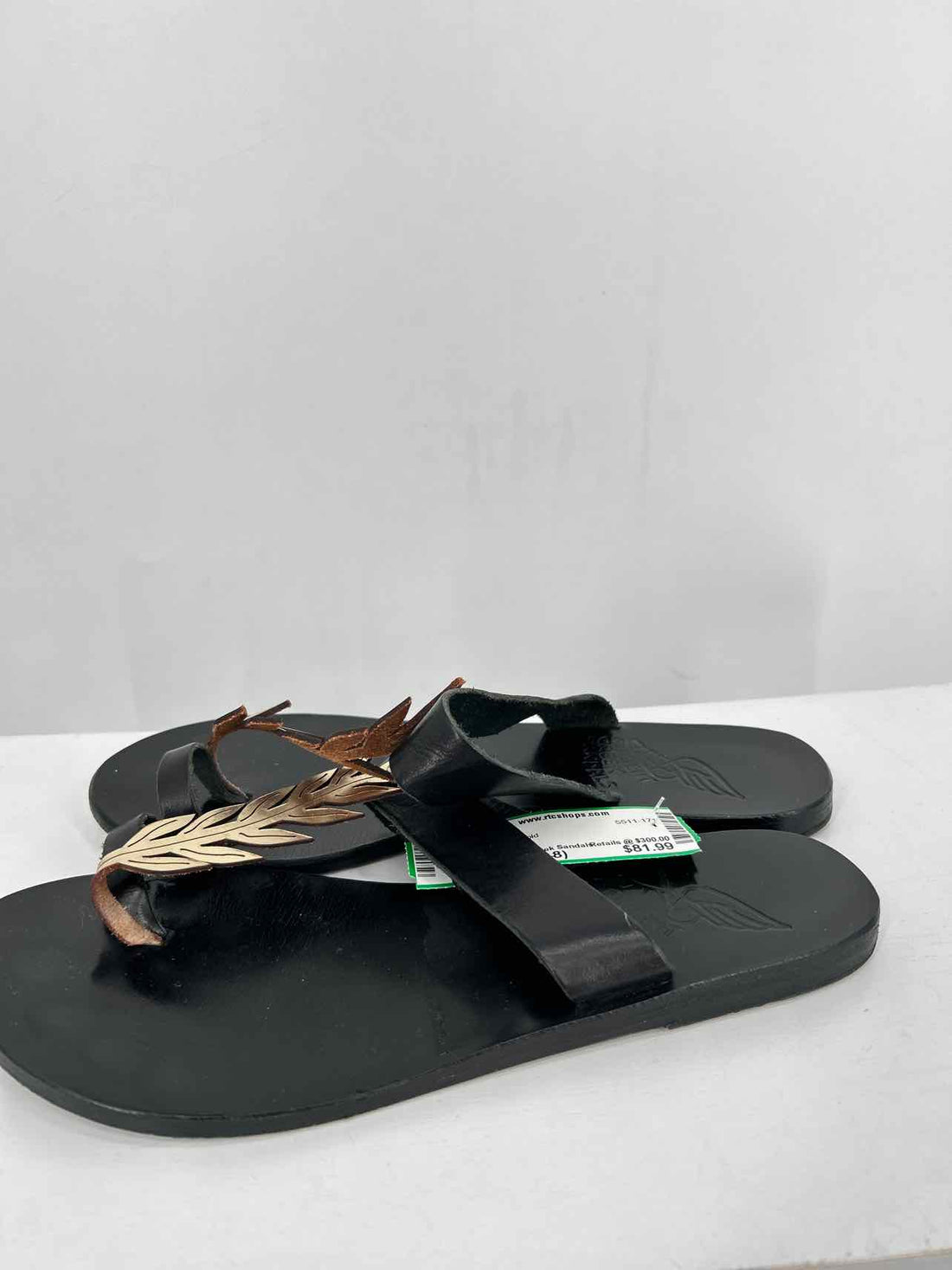 Ancient Greek Sandals Women Size 38 (7.5-8) Black & Gold Sandals