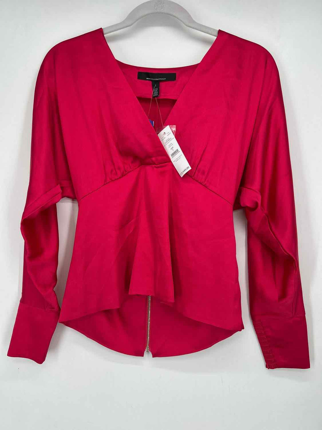 White House Black Market Size 2 Fuschia Satin Long Sleeve