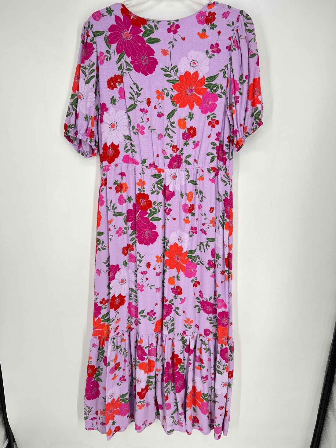 Draper James RSVP Size L Purple Floral Short Sleeve Maxi