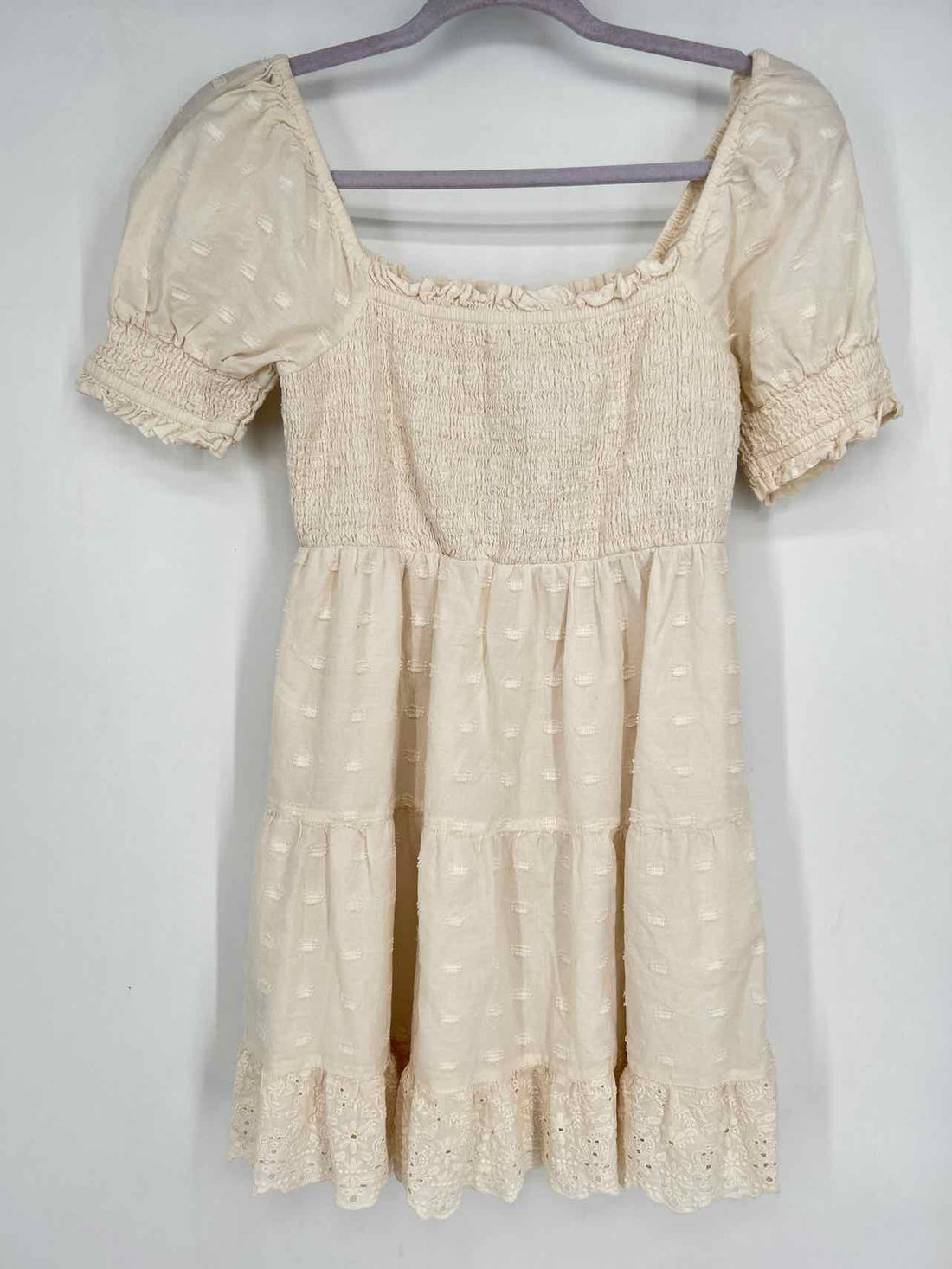 American Eagle Size XS Cream Short Sleeve Dress