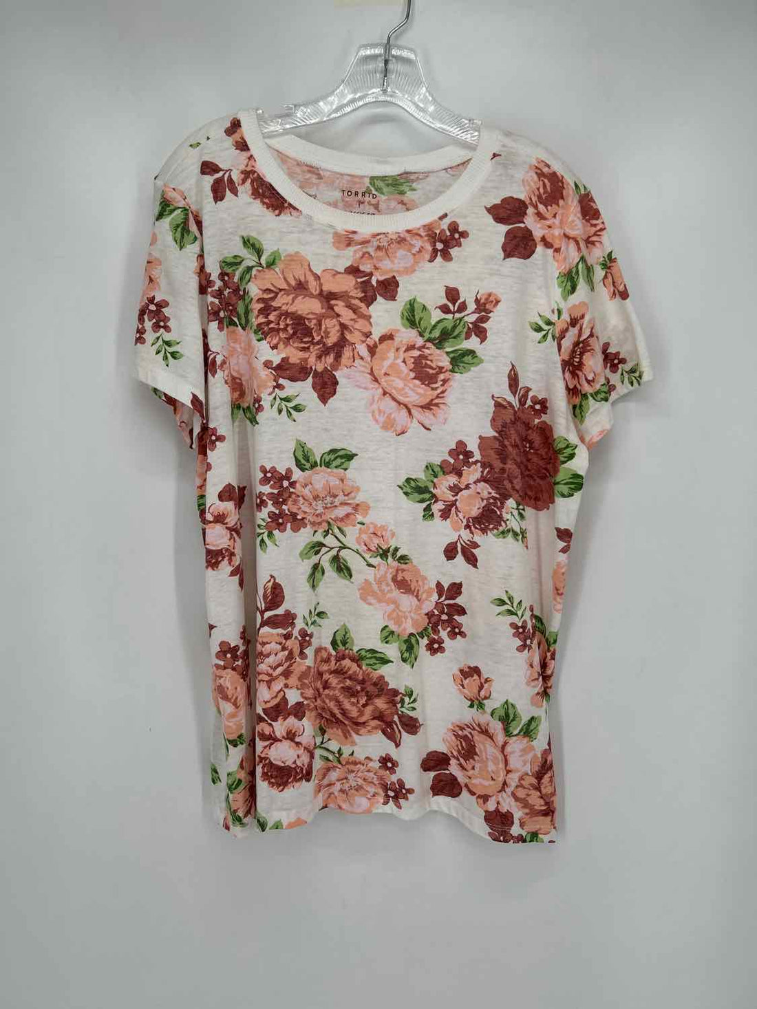 Torrid Size 1 14/16 White Floral Short Sleeve