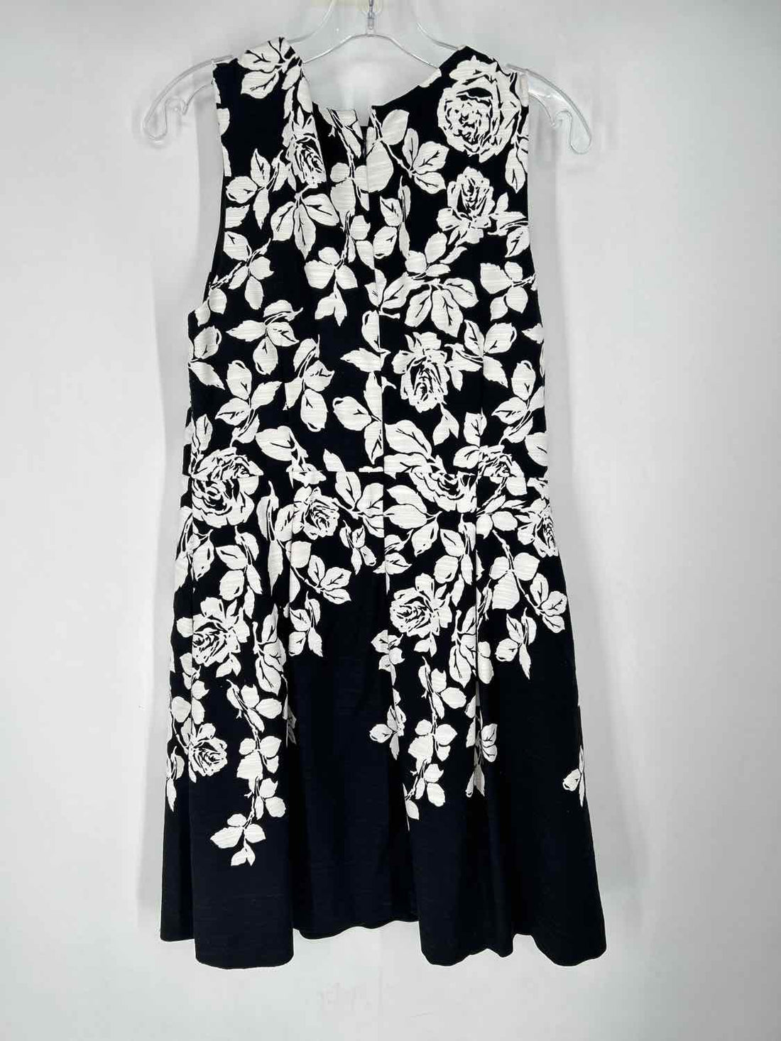 Talbots Size 14P Black & White Floral Dress