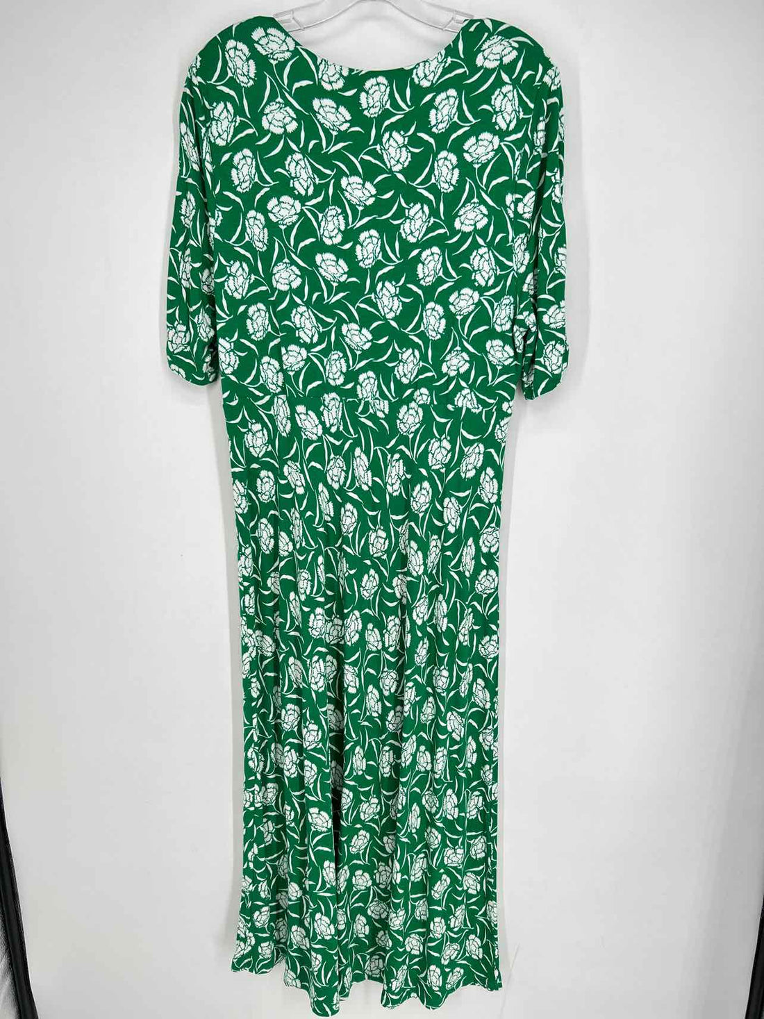 Boden Size 14 Green & White Print Short Sleeve Dress