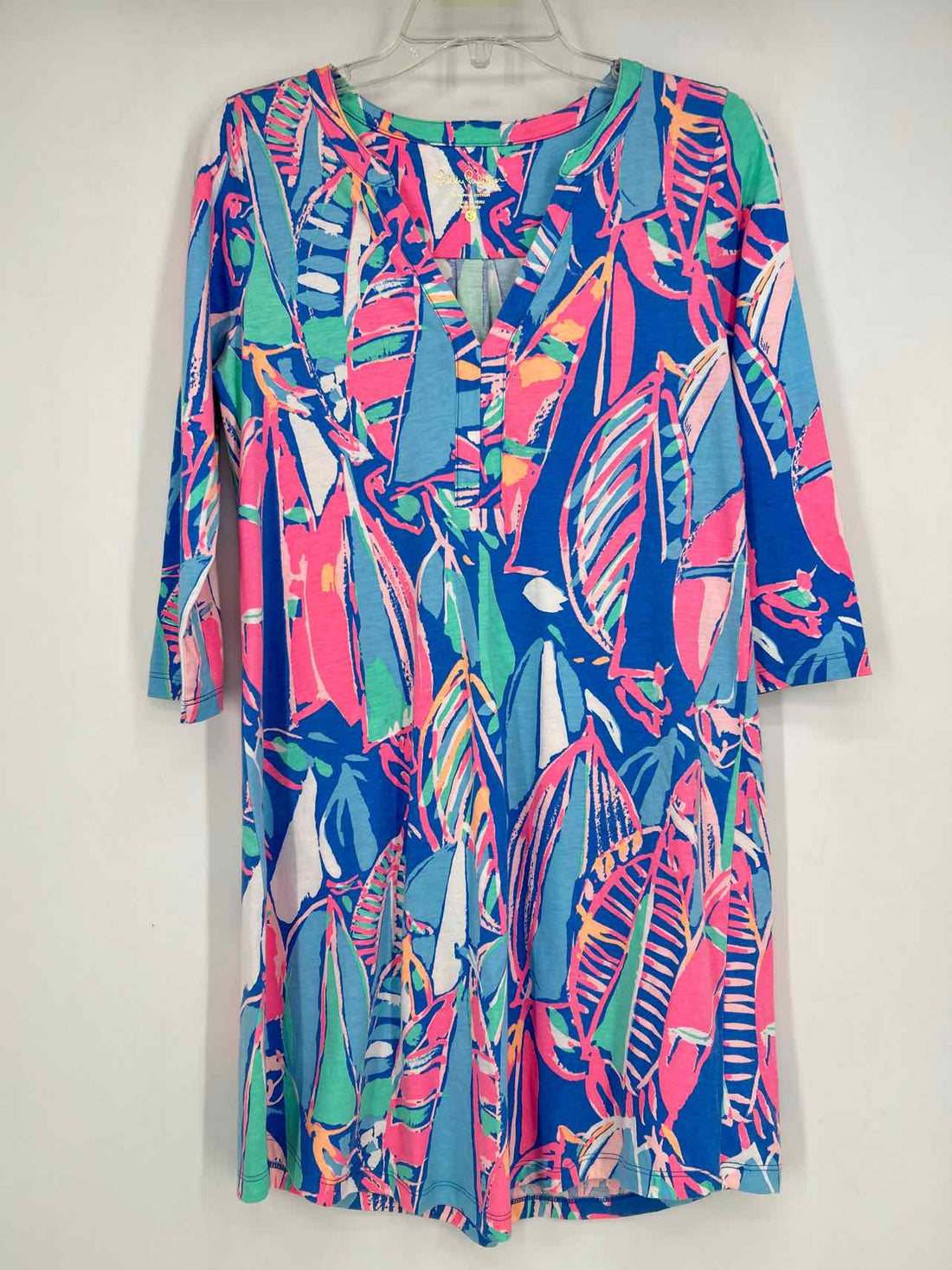 Lilly Pulitzer Size S Blue & Pink Print Long Sleeve Dress