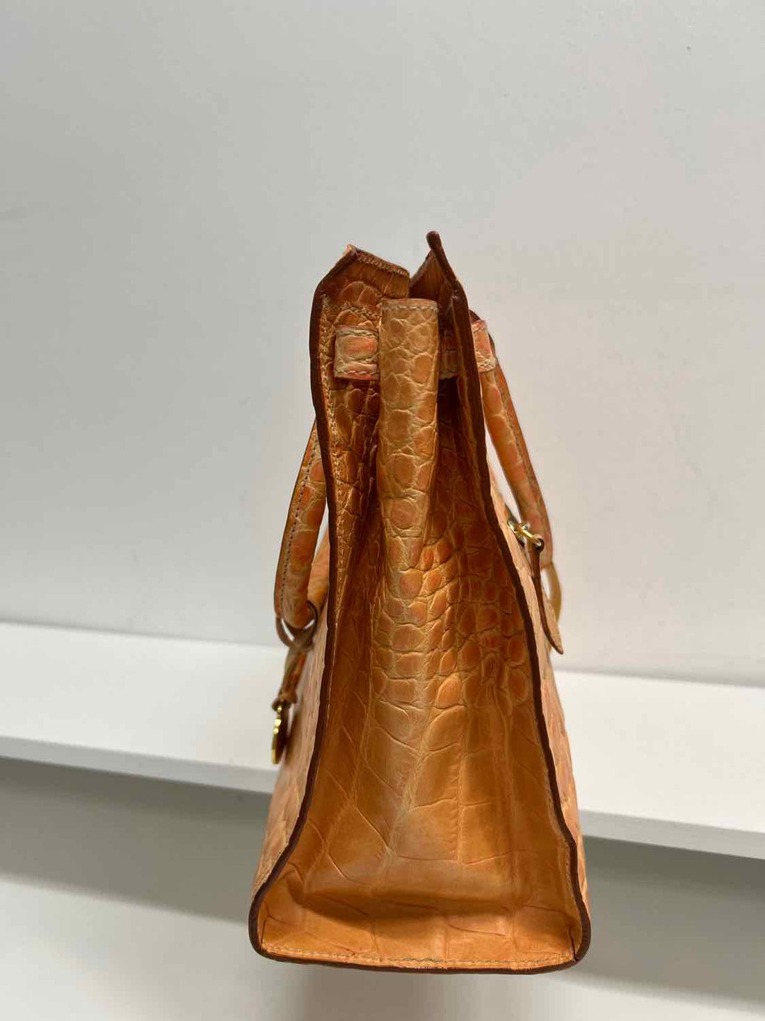 Dooney & Bourke Orange Croc Embossed Leather Vintage Tote