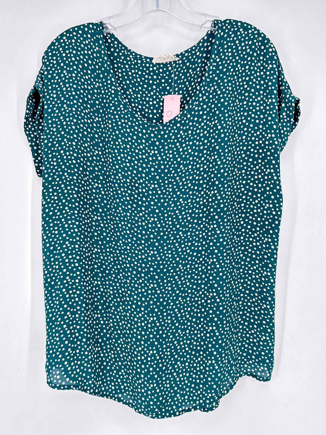Pleione Size M Dark Green Polkadot Short Sleeve