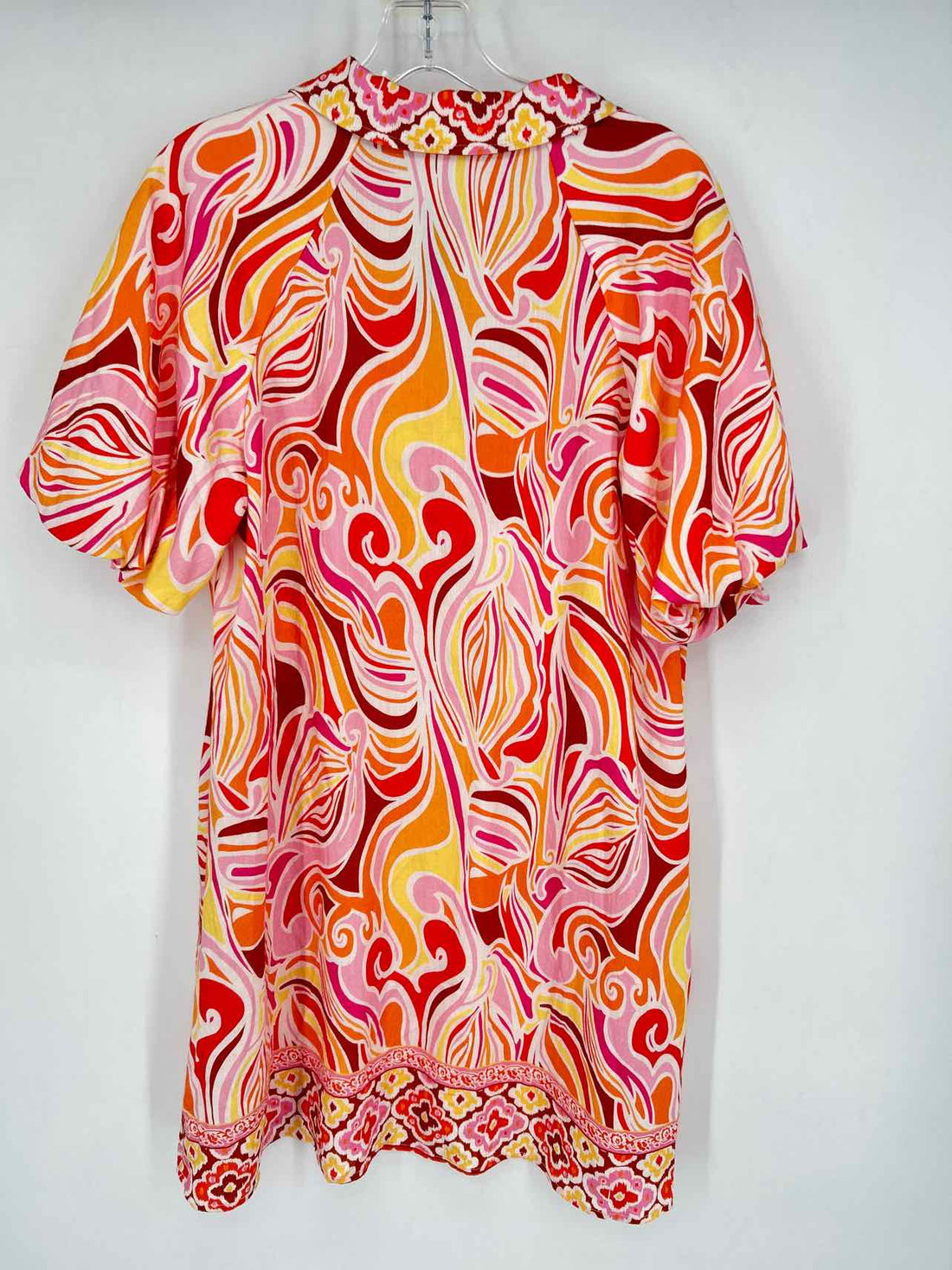 Jodifl Size M Red Orange Pink Print Short Sleeve Dress